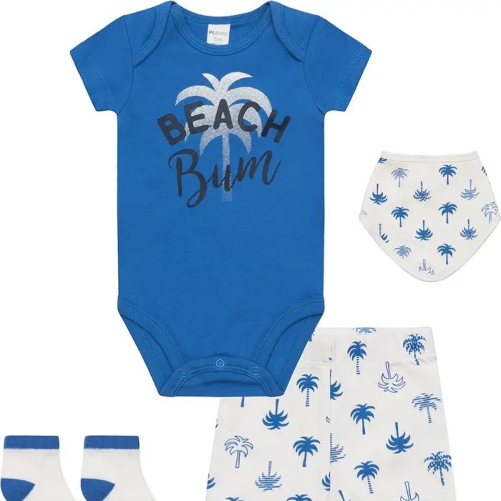 Diaper Shirt, Pant, Bib & Socks 4-Piece Set